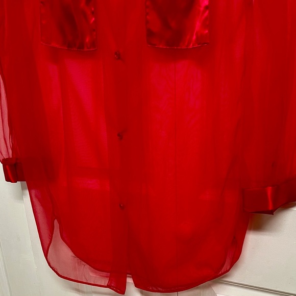 Red Sheer Button-Up Pajama Top Nite Images II Size XL - Picture 4 of 7